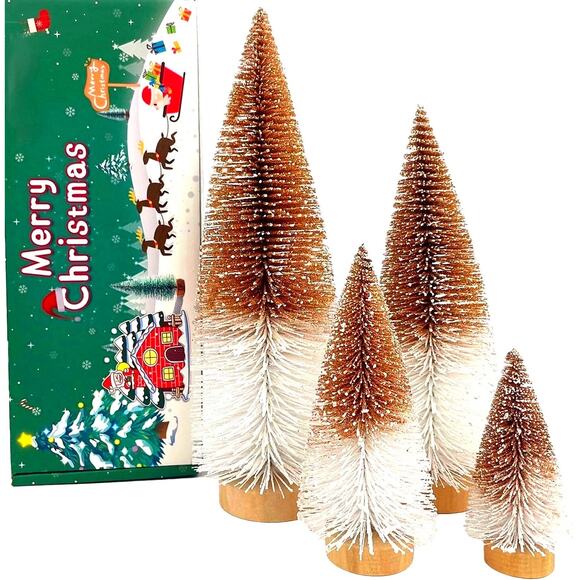 Micoogatee Tabletop Christmas Trees Bronze and White Set of Four Holiday Decor - Picture 1 of 2